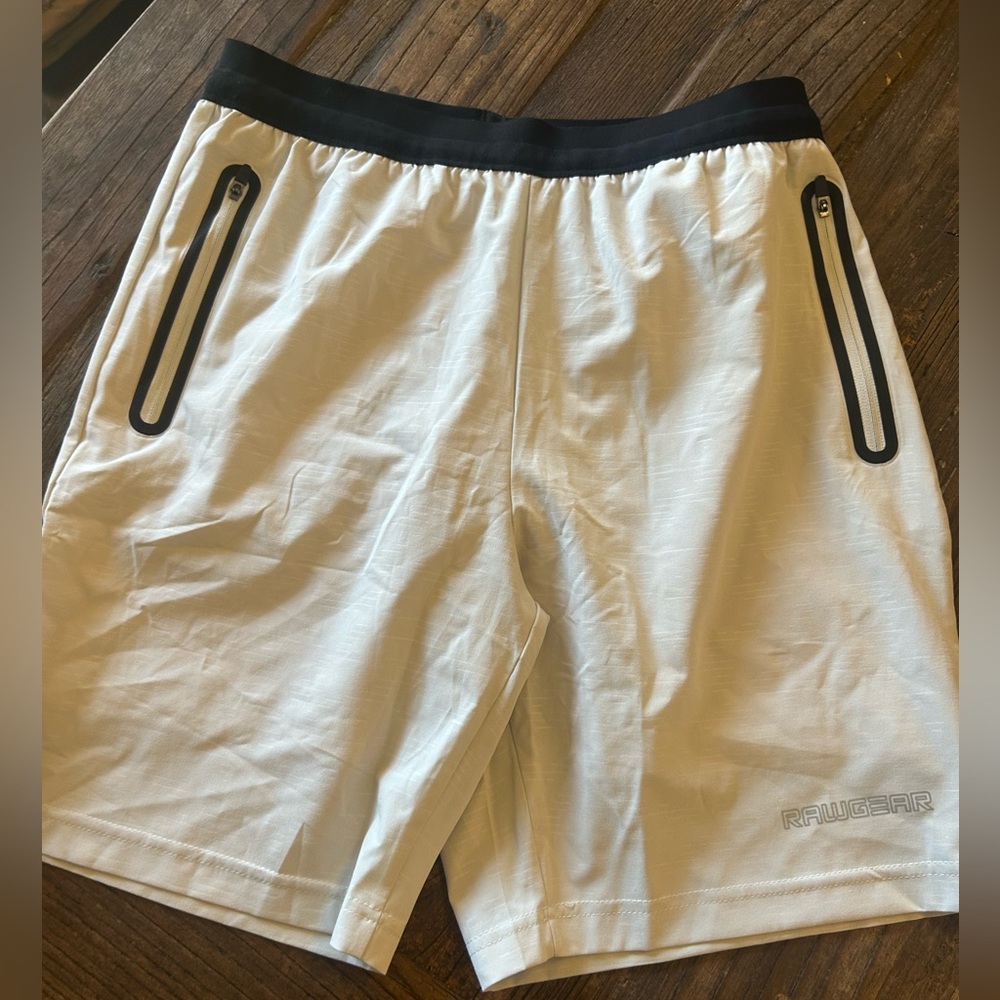 Rawgear Weightless Lifting Shorts Mens Size Small Ivory #RG104 Reflective Lined